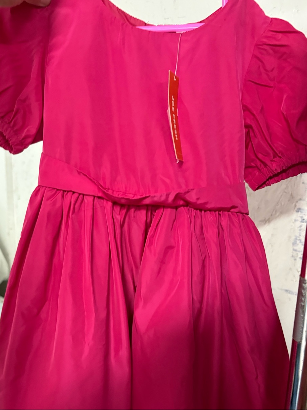 Bright Fuchsia Puff Sleeve Party Dress